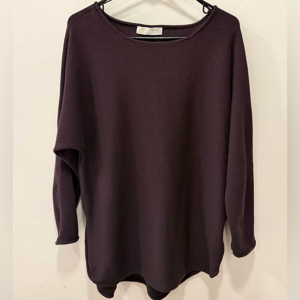 NWOT Women’s Michael Kors Chocolate Brown Sweater Side zip Sz XL-1X Stretchy